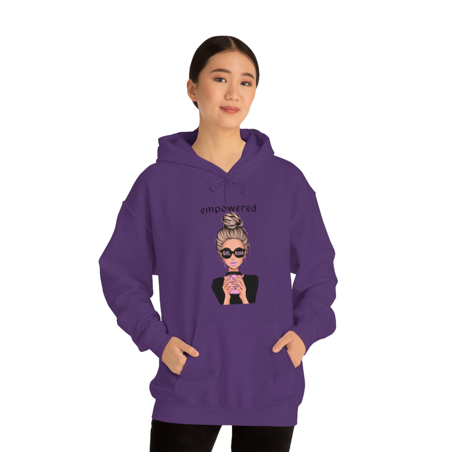 Empowered Girl (Caucasian with blond hair) Boss Hooded Sweatshirt