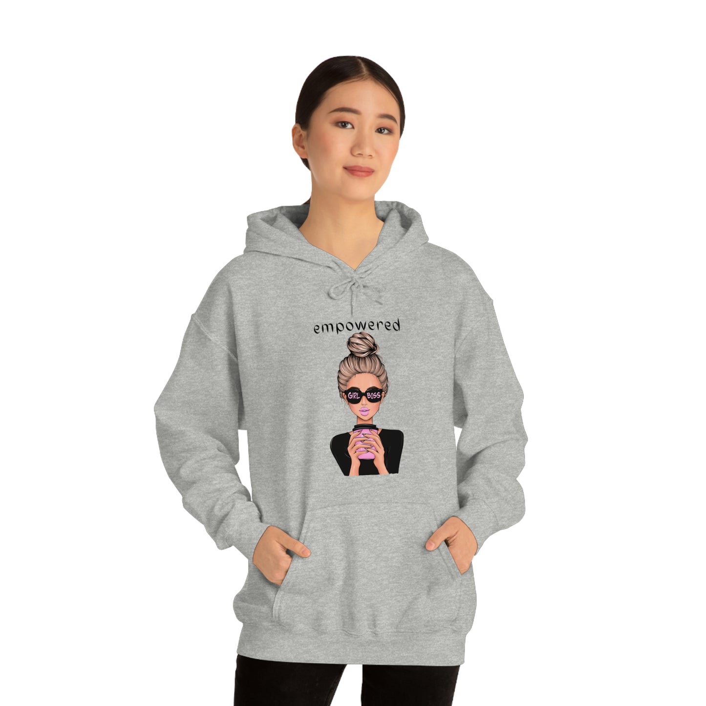 Empowered Girl (Caucasian with blond hair) Boss Hooded Sweatshirt