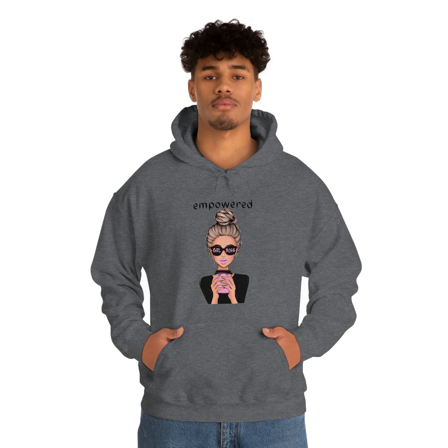 Empowered Girl (Caucasian with blond hair) Boss Hooded Sweatshirt