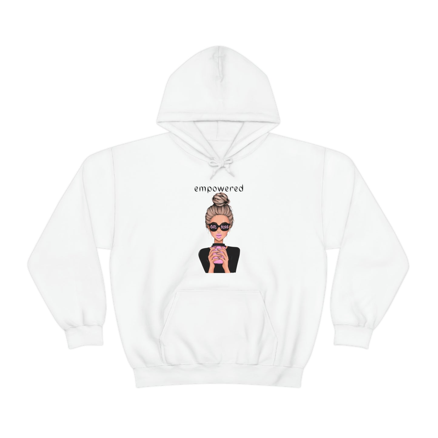 Empowered Girl (Caucasian with blond hair) Boss Hooded Sweatshirt