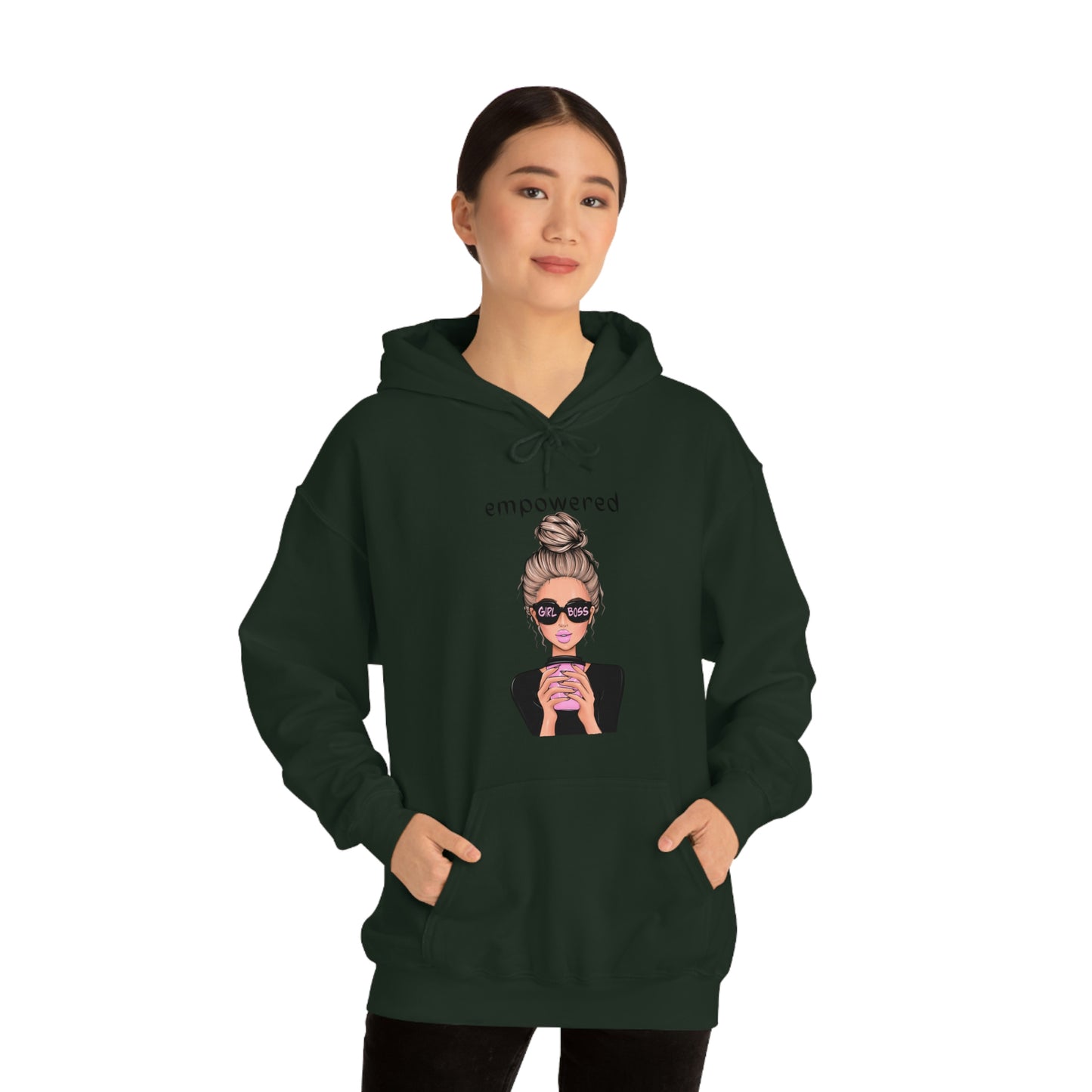 Empowered Girl (Caucasian with blond hair) Boss Hooded Sweatshirt