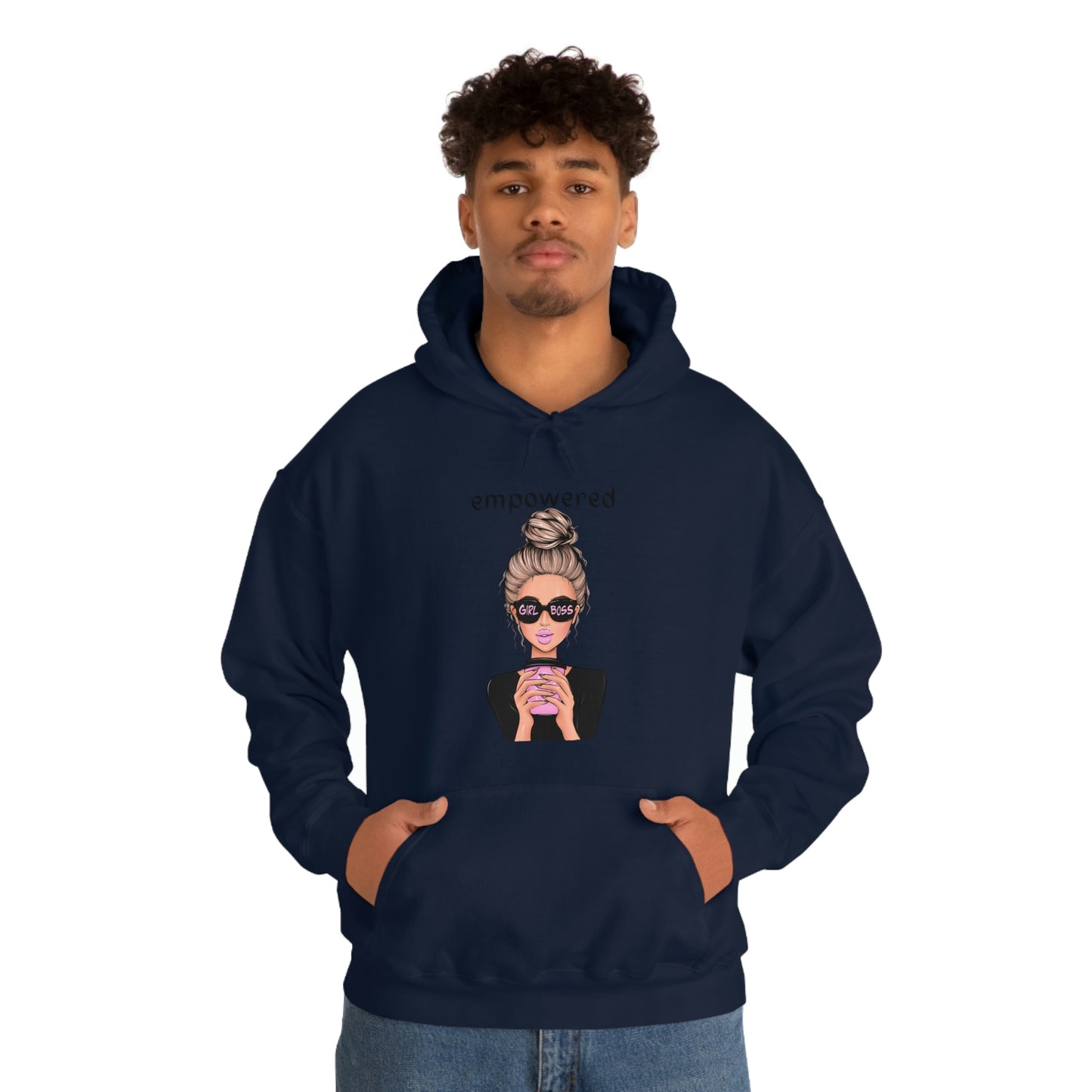 Empowered Girl (Caucasian with blond hair) Boss Hooded Sweatshirt