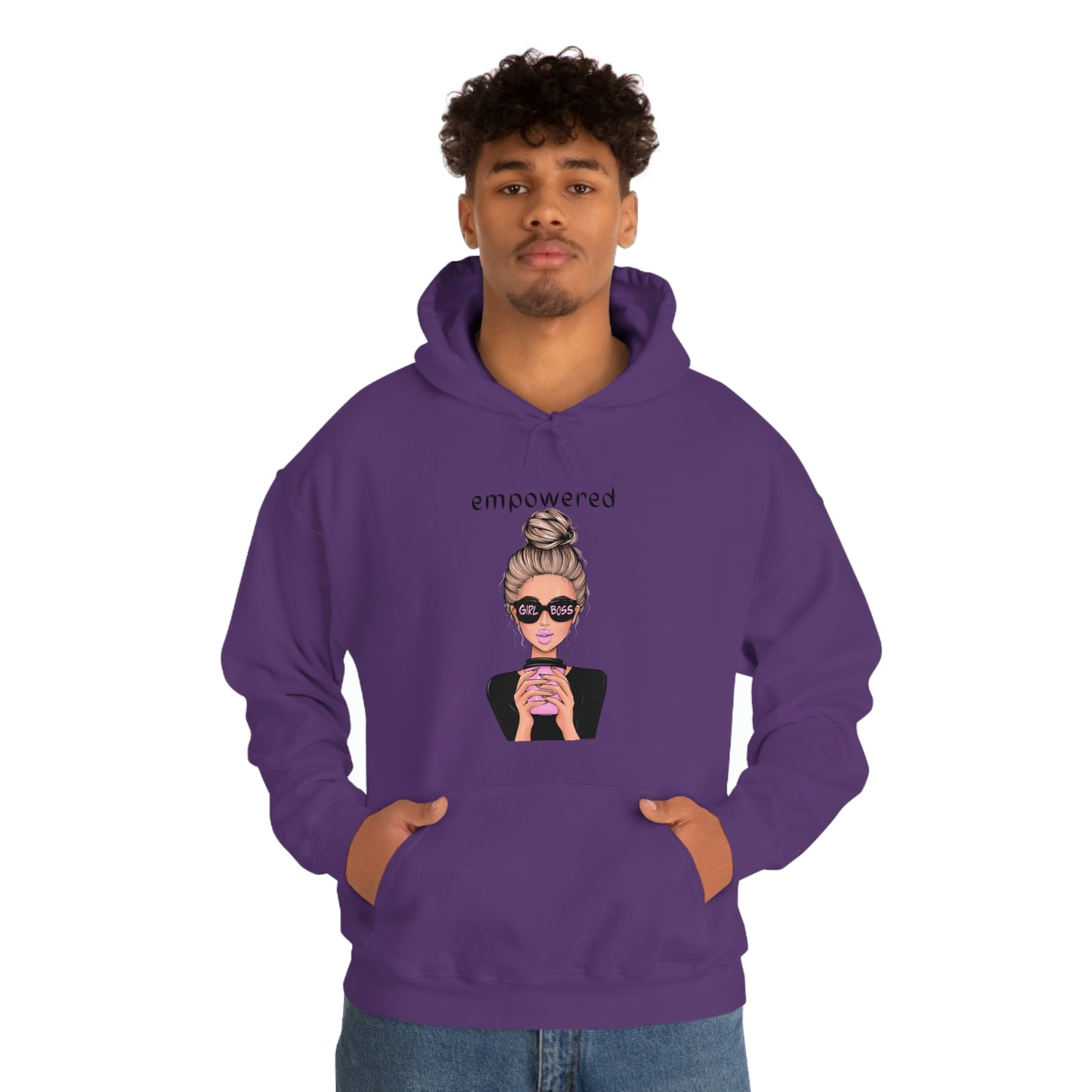 Empowered Girl (Caucasian with blond hair) Boss Hooded Sweatshirt