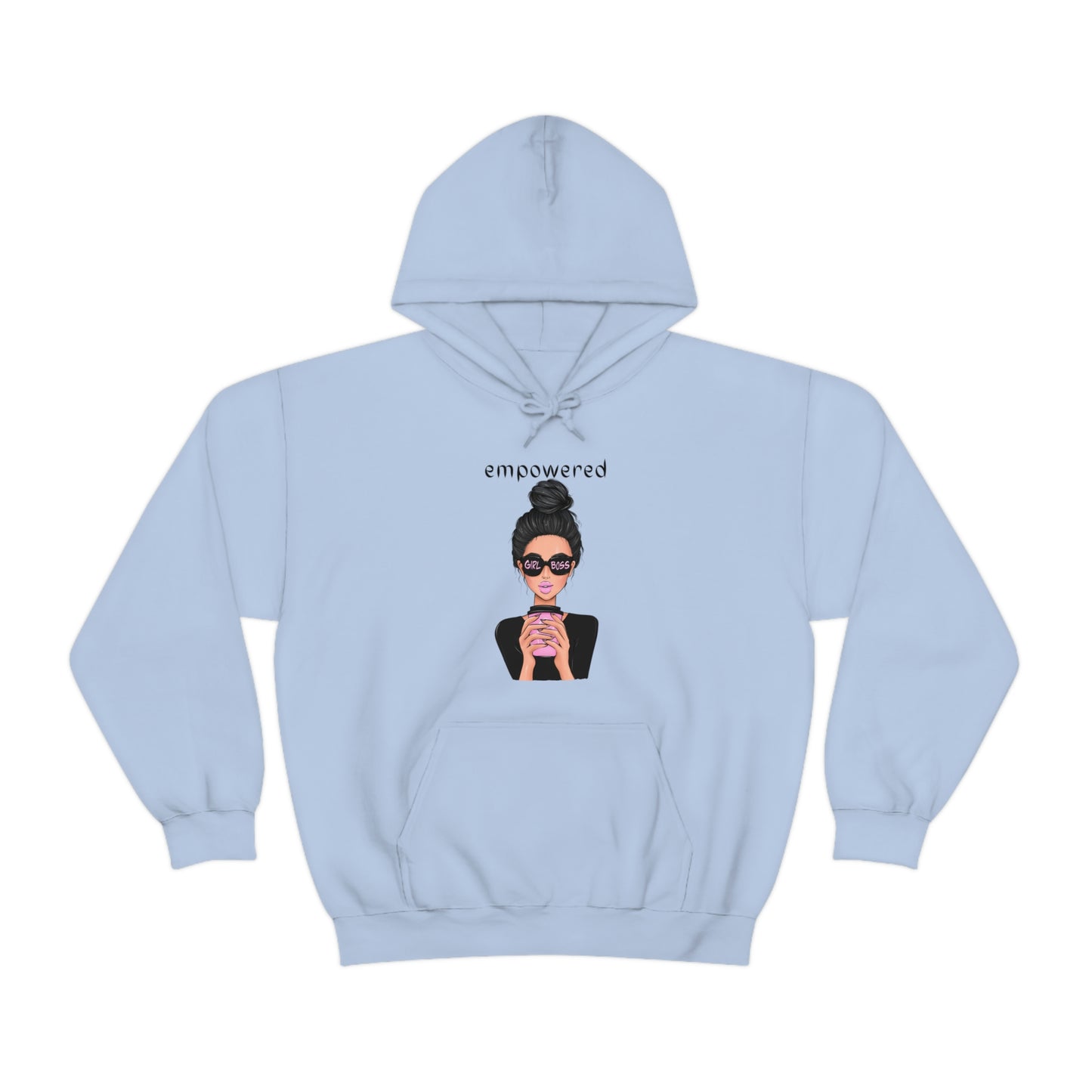 Empowered Girl (Caucasian with black hair) Boss Hooded Sweatshirt