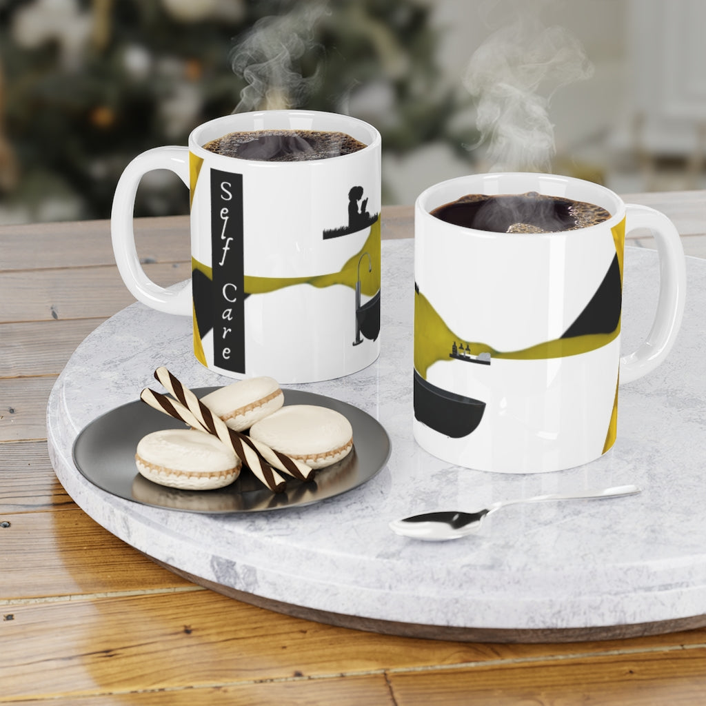 Self-Care (Yellow and Black) Ceramic Mugs (11oz / 15oz)