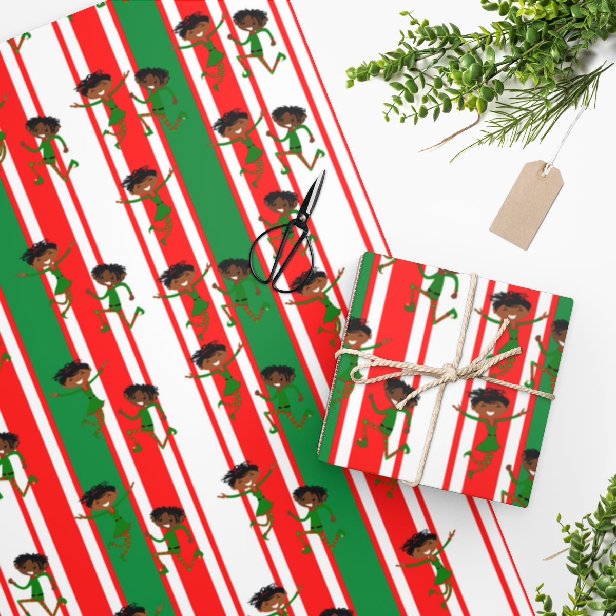 Elves (Red, White and Green) - Wrapping Paper