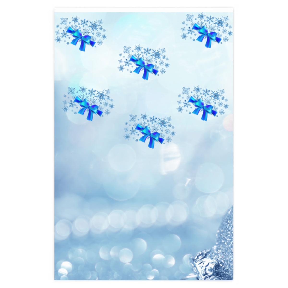 Blue Snow and Blue Bows - Wrapping Paper