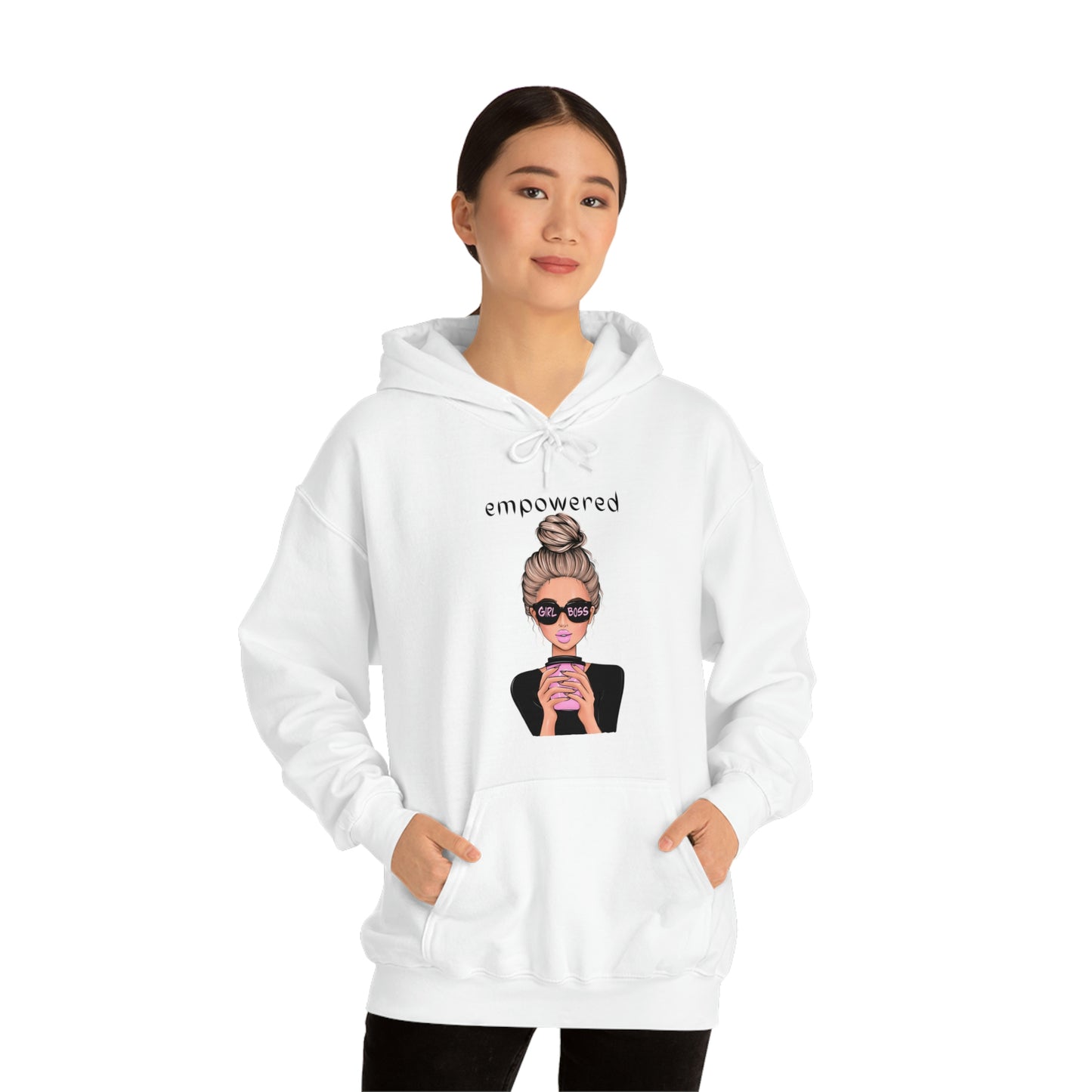 Empowered Girl (Caucasian with blond hair) Boss Hooded Sweatshirt
