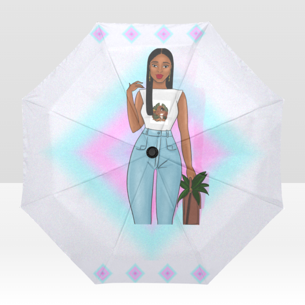 Pink and Blue Diamond Girl Umbrella