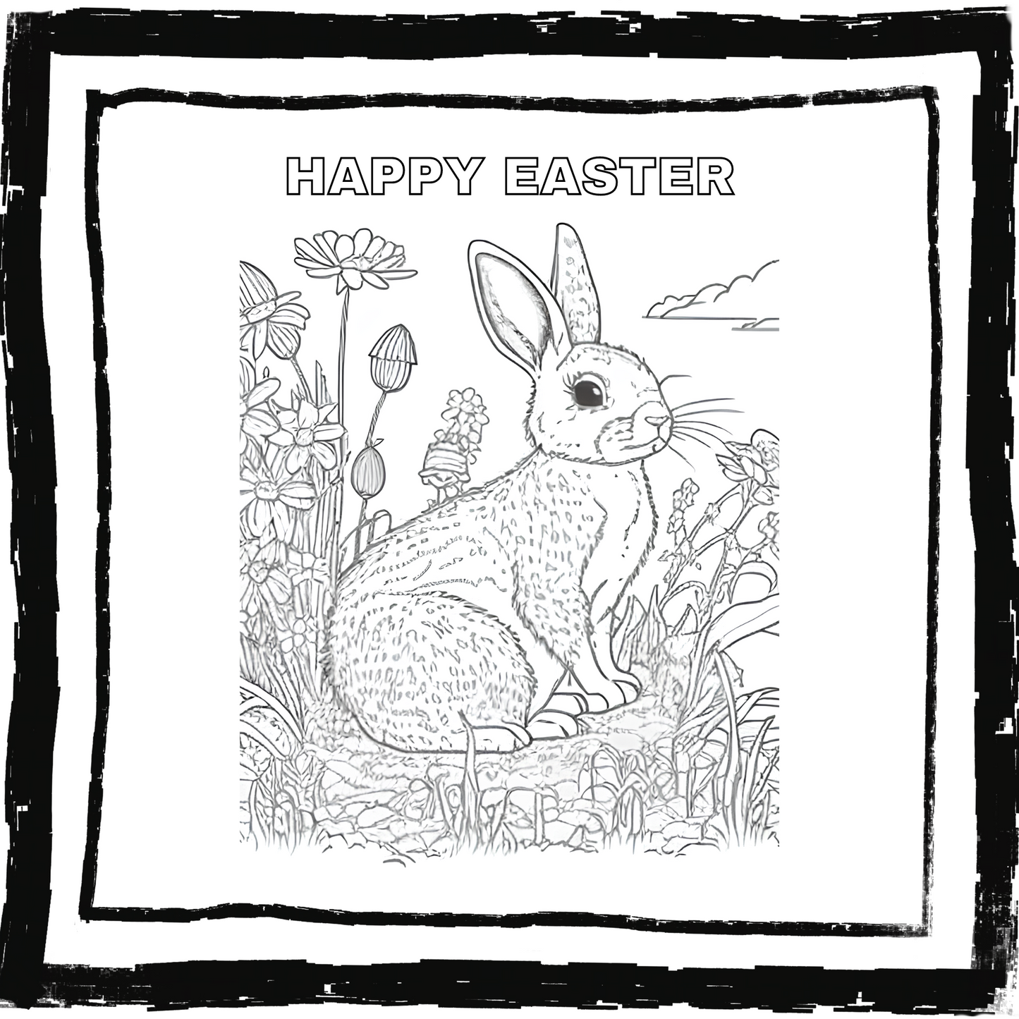 Happy Easter Adult Coloring Page