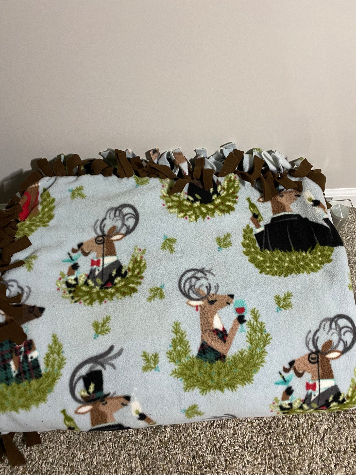Fancy Reindeer Fleece, Tied Blanket