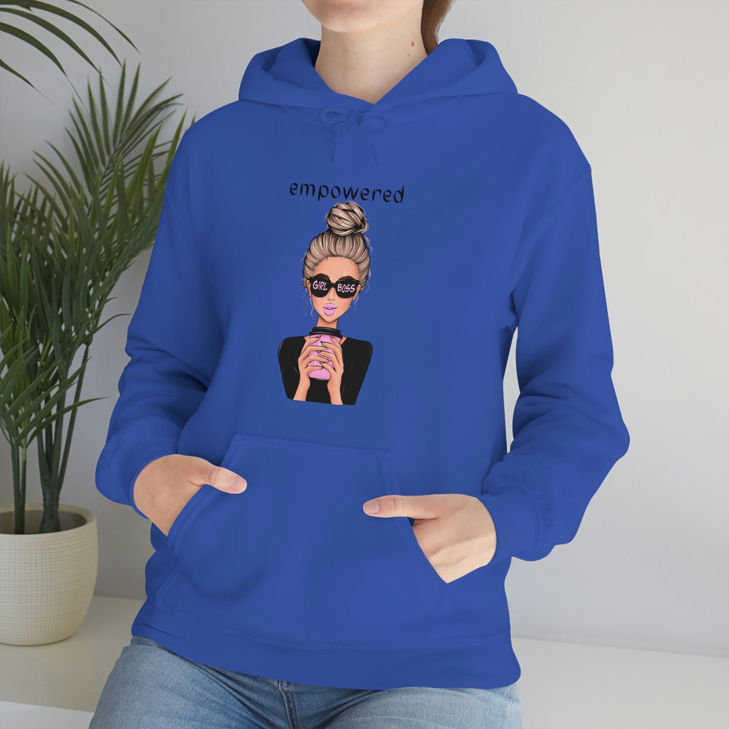 Empowered Girl (Caucasian with blond hair) Boss Hooded Sweatshirt