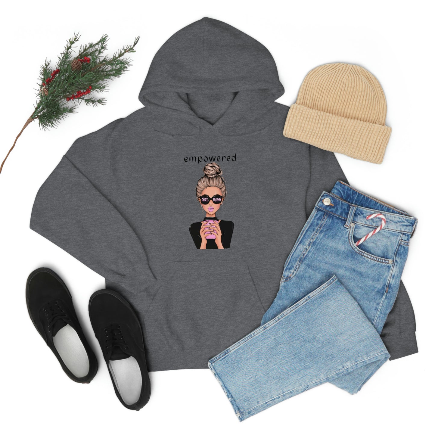 Empowered Girl (Caucasian with blond hair) Boss Hooded Sweatshirt