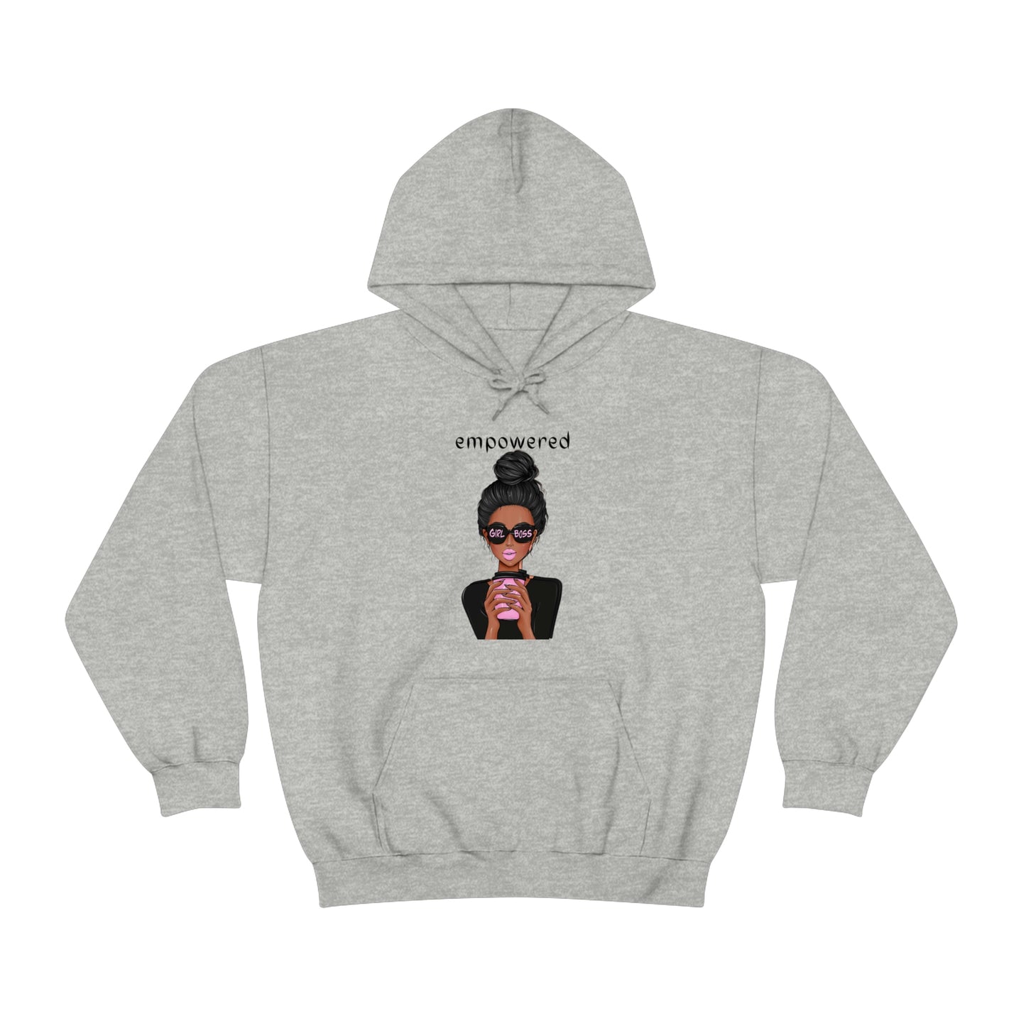 Empowered Girl (African American with black hair) Boss Hooded Sweatshirt