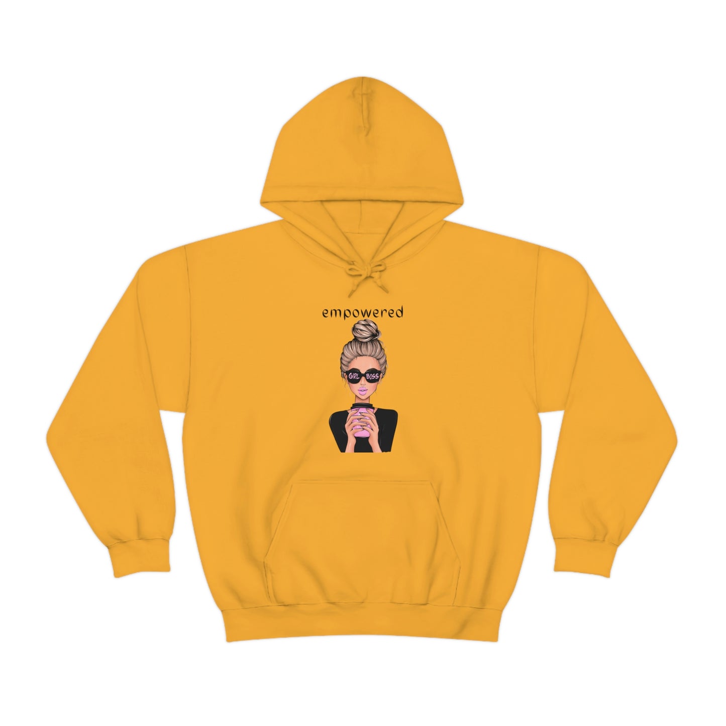 Empowered Girl (Caucasian with blond hair) Boss Hooded Sweatshirt