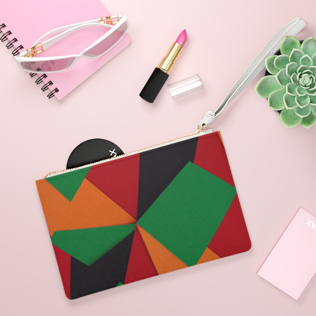 Multicolor (black, gold, green, red) Clutch Bag