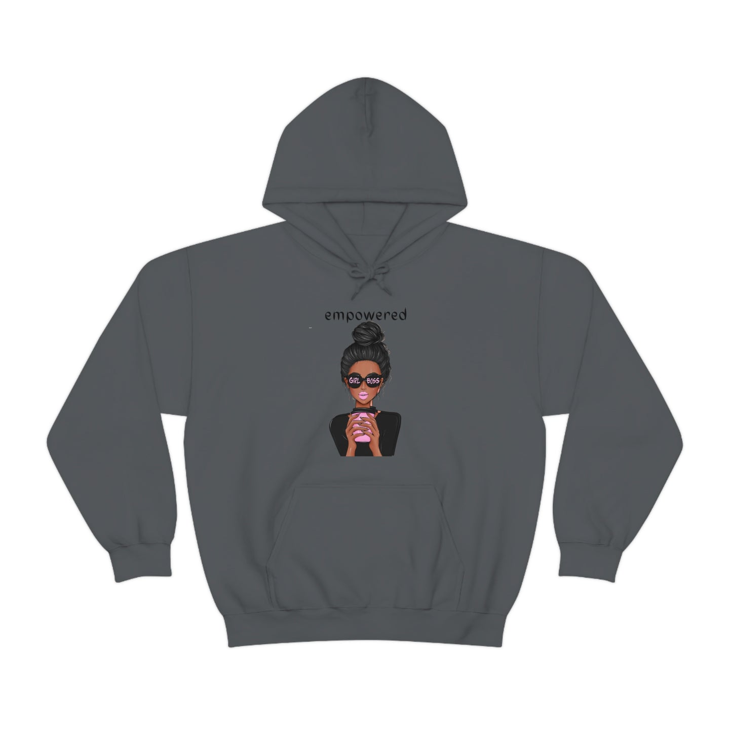 Empowered Girl (African American with black hair) Boss Hooded Sweatshirt