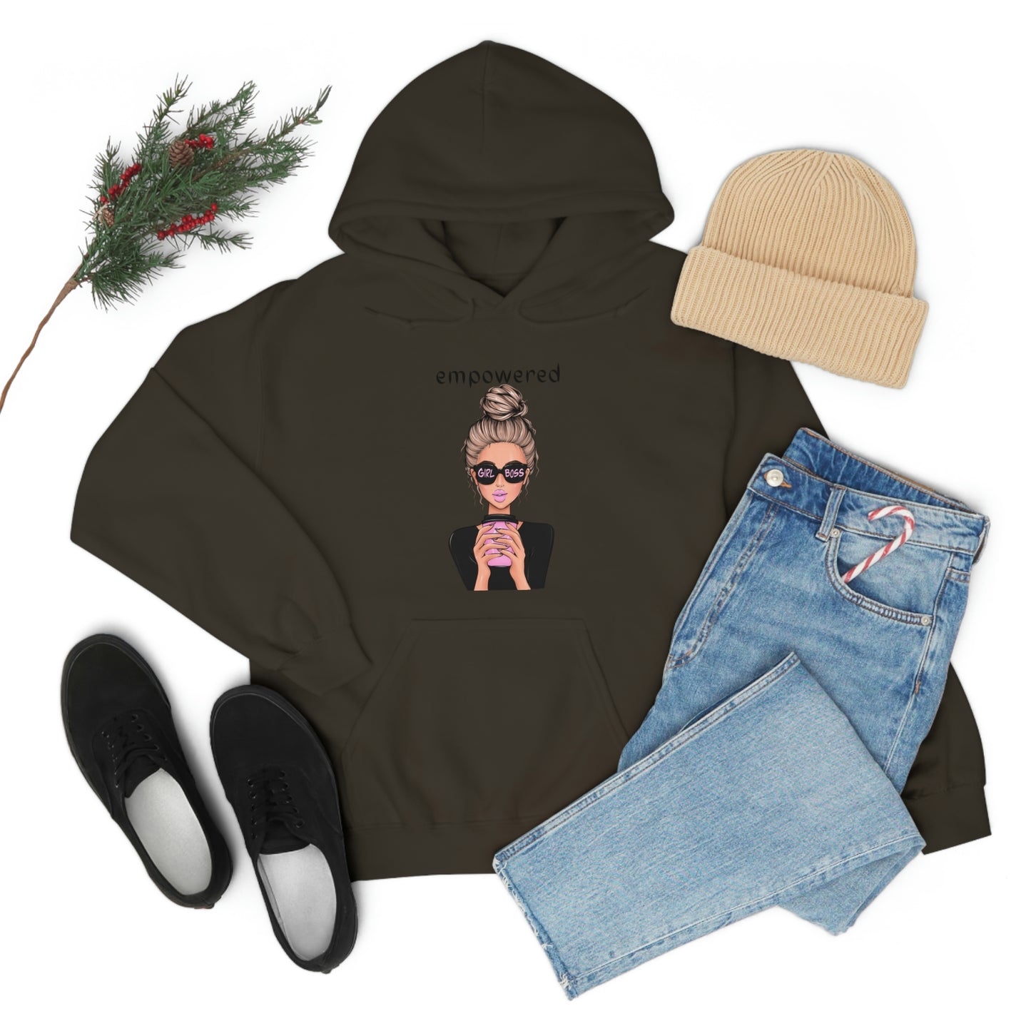 Empowered Girl (Caucasian with blond hair) Boss Hooded Sweatshirt