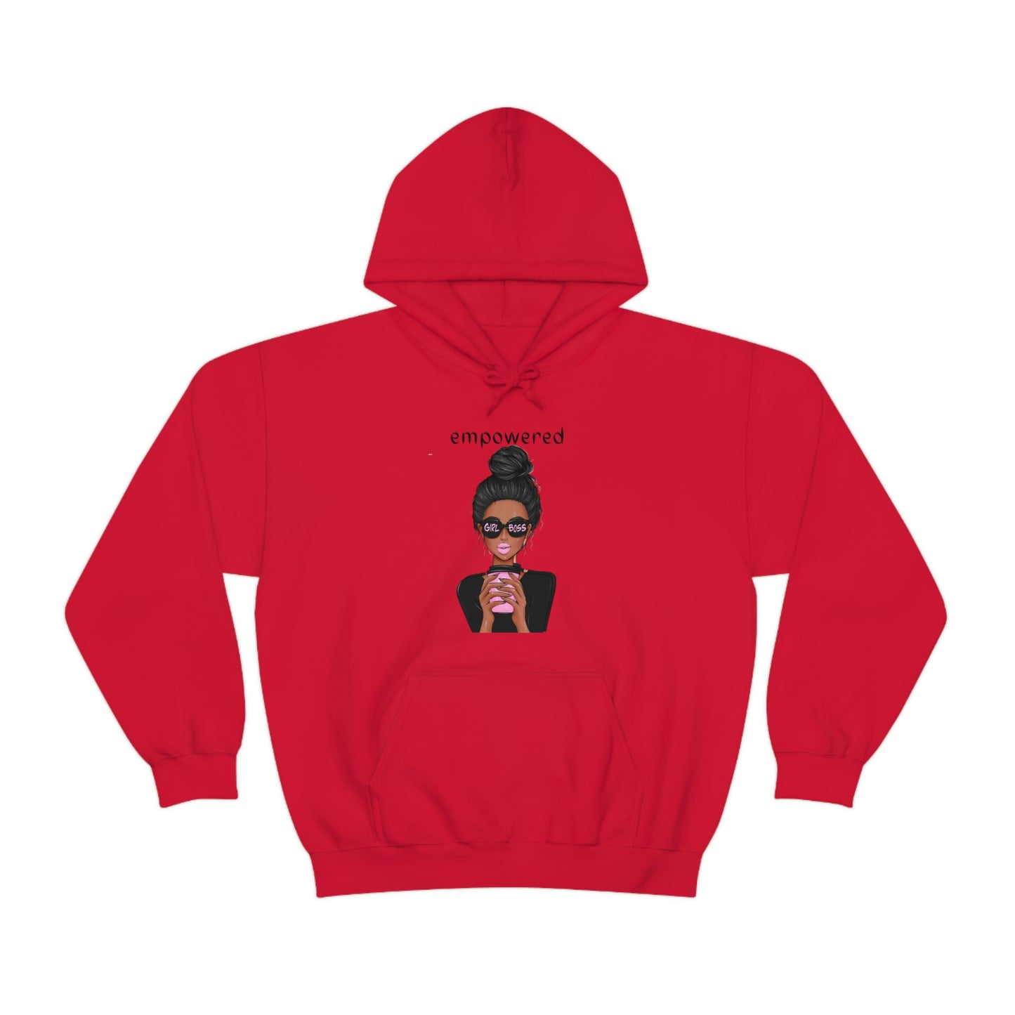 Empowered Girl (African American with black hair) Boss Hooded Sweatshirt
