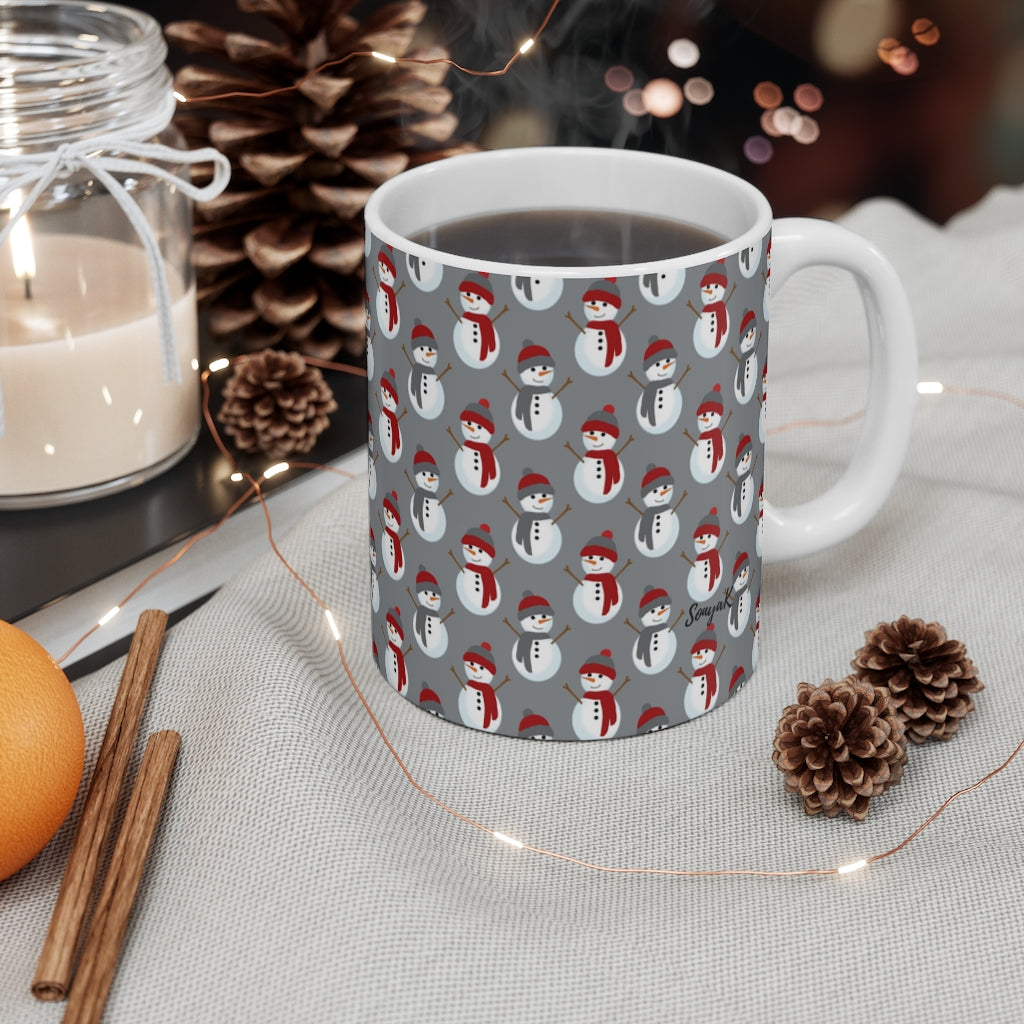 Red Scarf Snowmen Mug