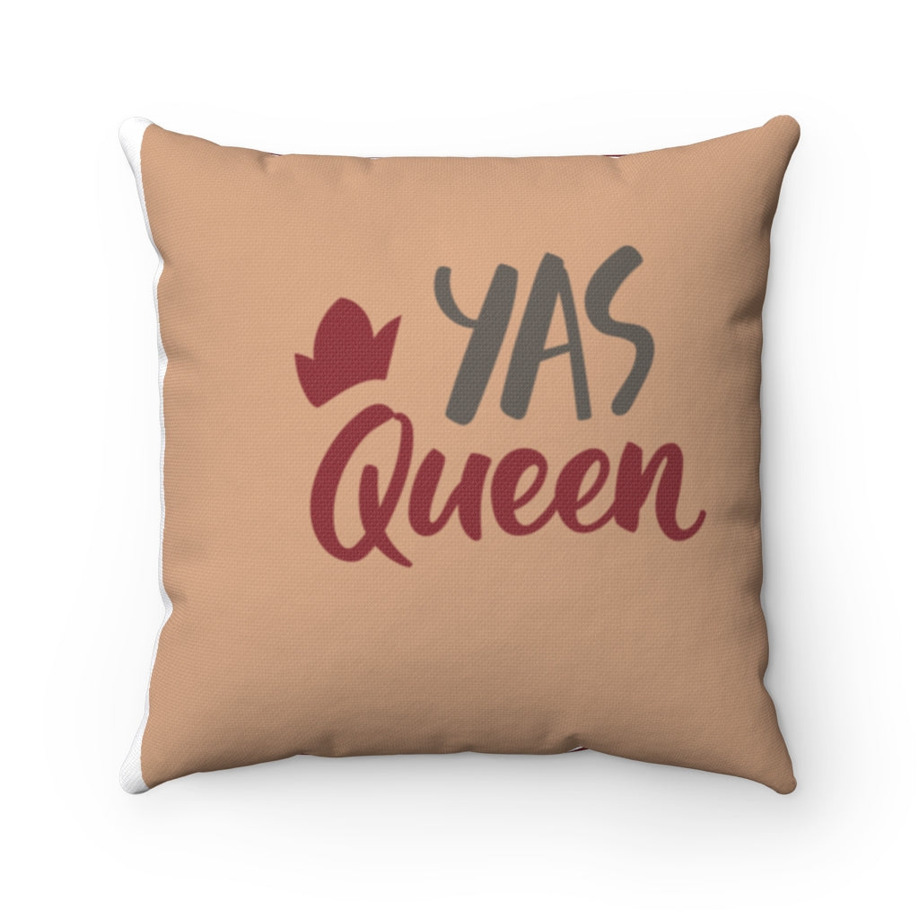 Yas Queen Spun Polyester Square Pillow (pink and mauve back)