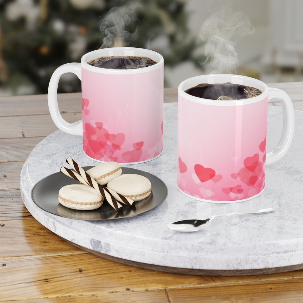 Pink Hearts Ceramic Mugs (11oz / 15oz)