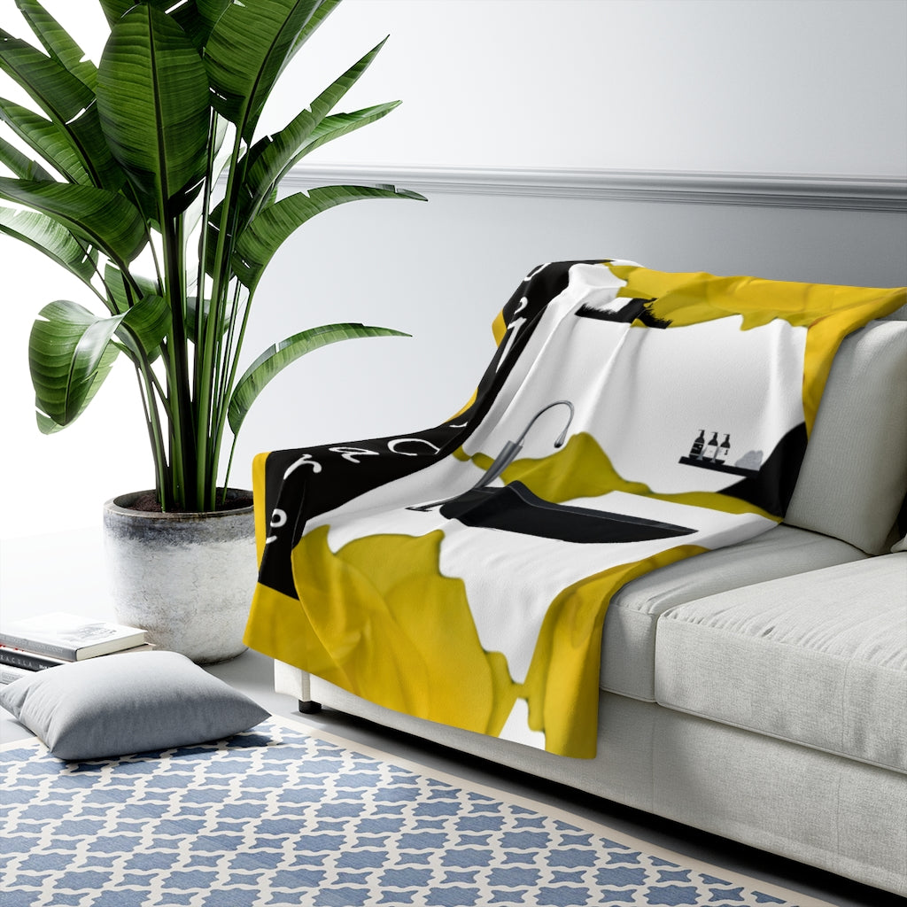 Self-Care (Yellow and Black) Sherpa Fleece Blanket