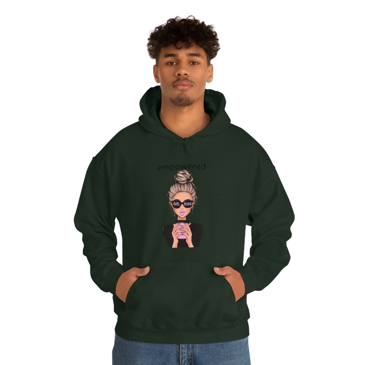 Empowered Girl (Caucasian with blond hair) Boss Hooded Sweatshirt