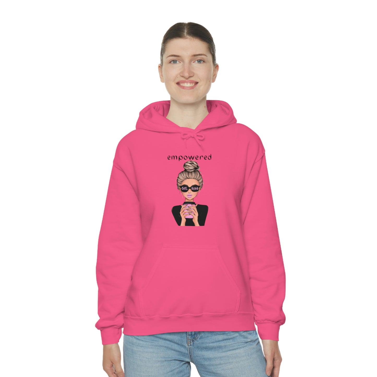 Empowered Girl (Caucasian with blond hair) Boss Hooded Sweatshirt