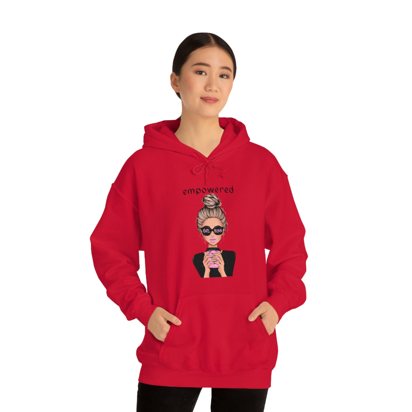 Empowered Girl (Caucasian with blond hair) Boss Hooded Sweatshirt