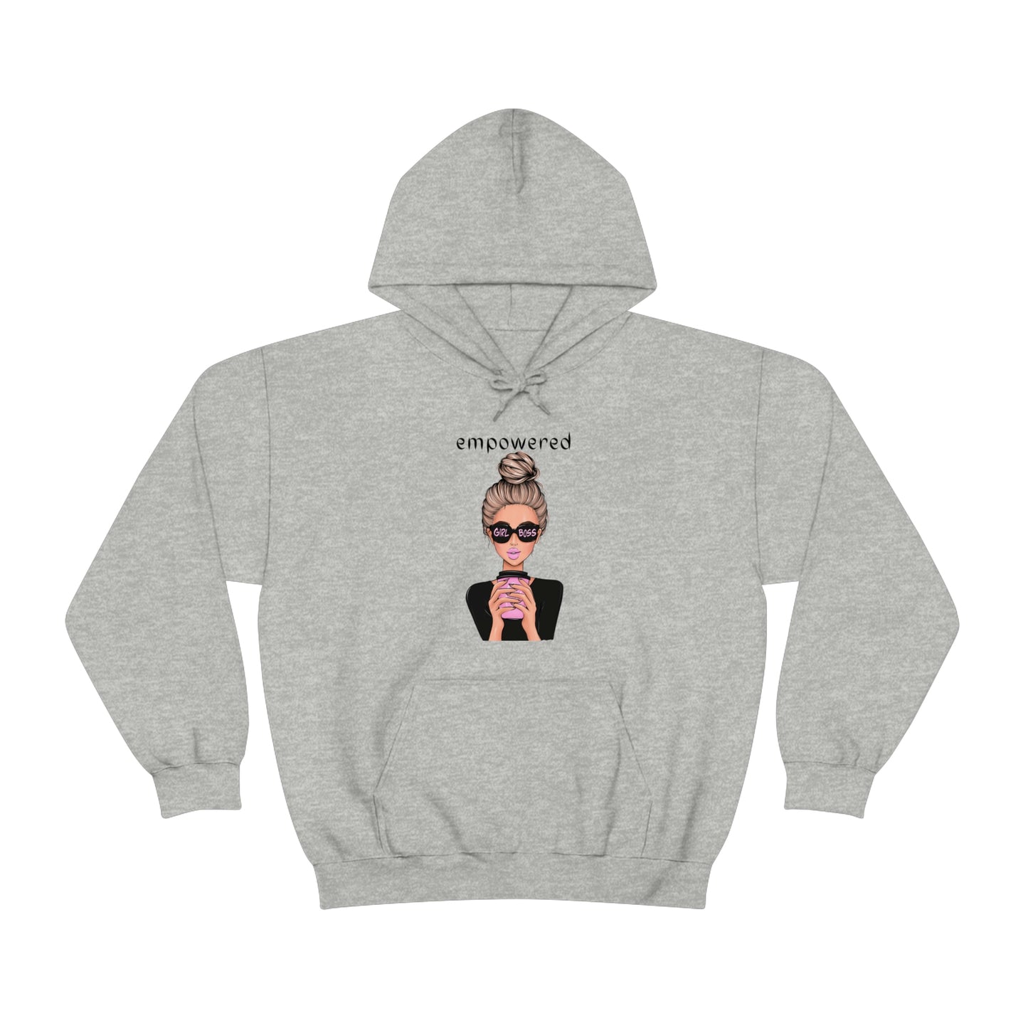 Empowered Girl (Caucasian with blond hair) Boss Hooded Sweatshirt
