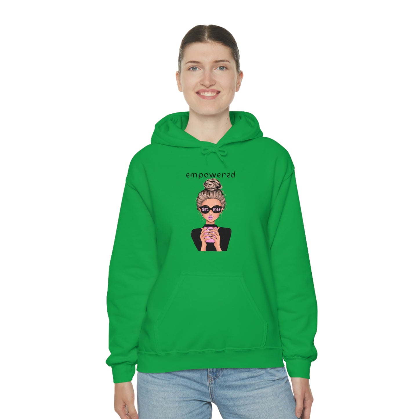 Empowered Girl (Caucasian with blond hair) Boss Hooded Sweatshirt