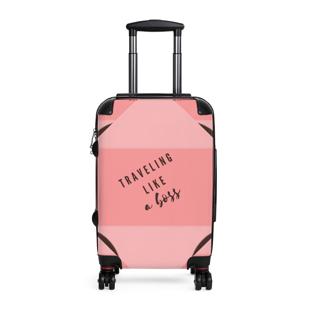 Pink and Brown Traveling Like A Boss Suitcase