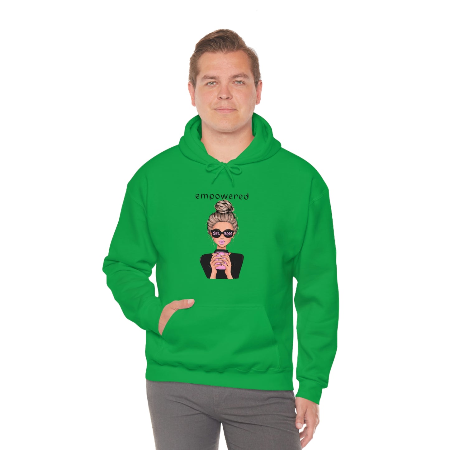Empowered Girl (Caucasian with blond hair) Boss Hooded Sweatshirt