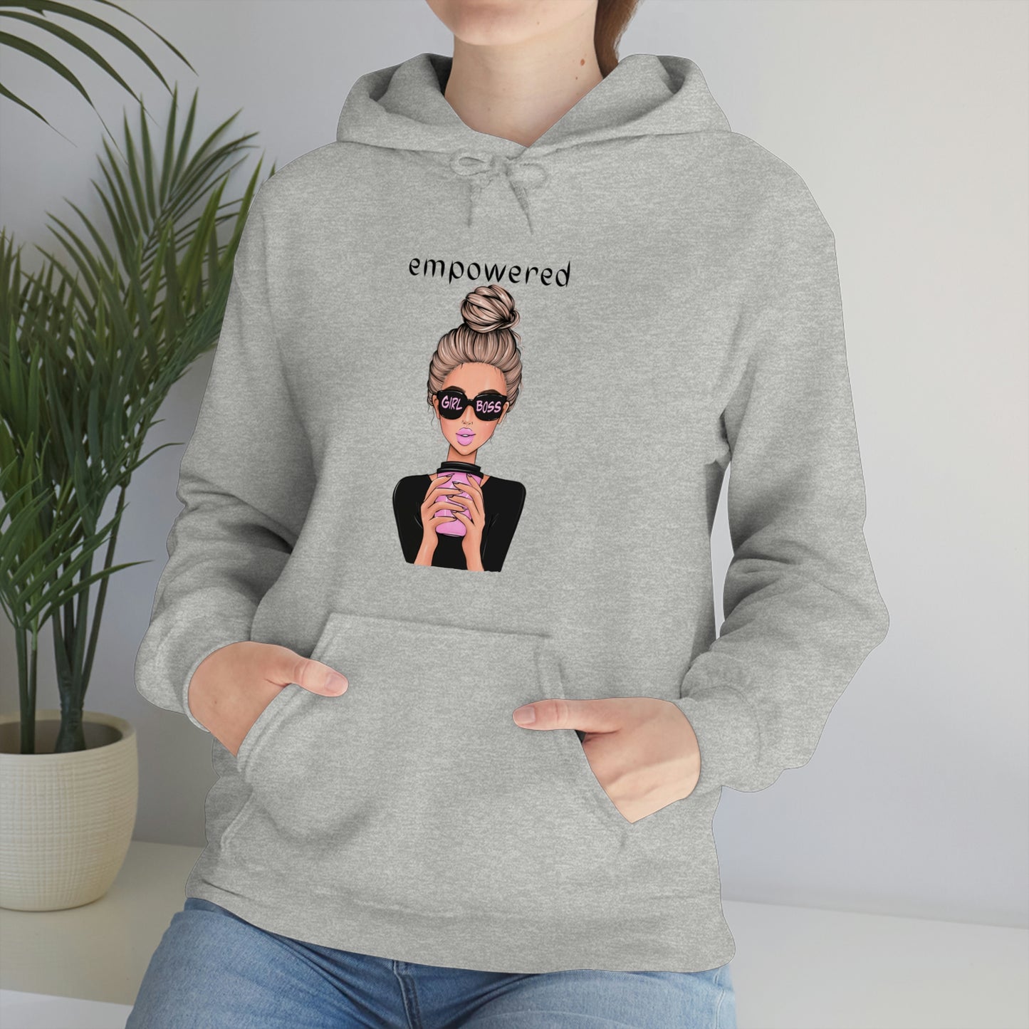 Empowered Girl (Caucasian with blond hair) Boss Hooded Sweatshirt