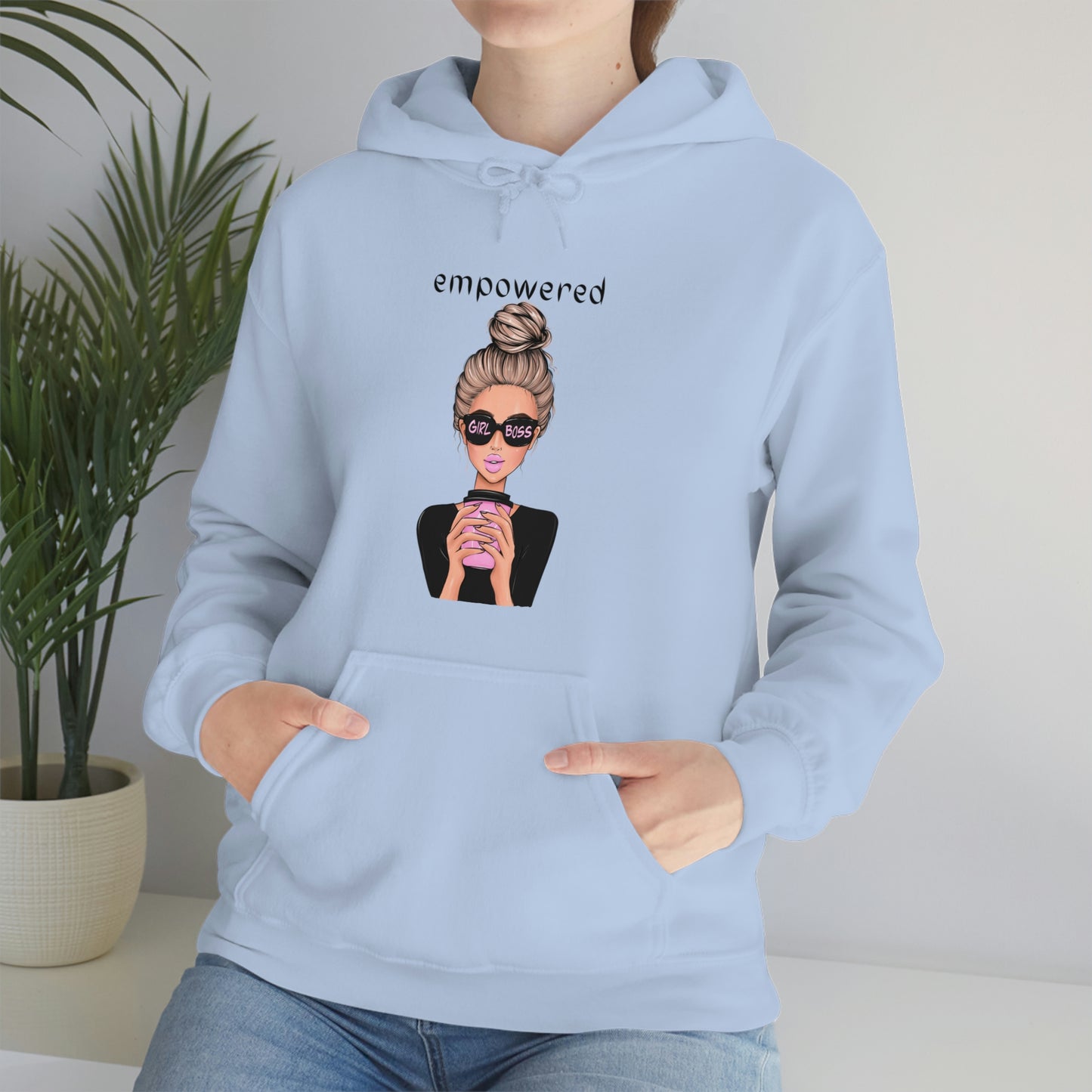Empowered Girl (Caucasian with blond hair) Boss Hooded Sweatshirt