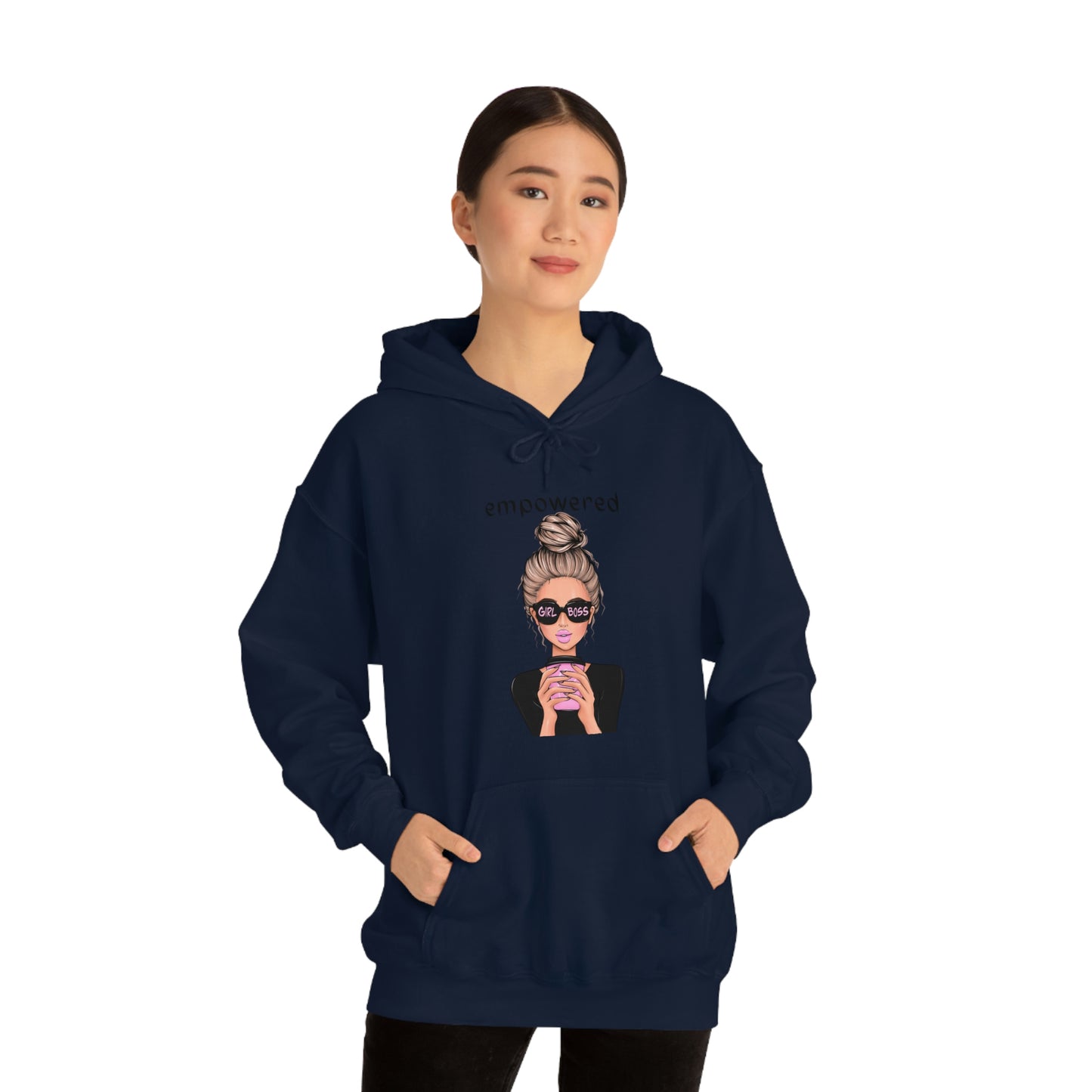 Empowered Girl (Caucasian with blond hair) Boss Hooded Sweatshirt