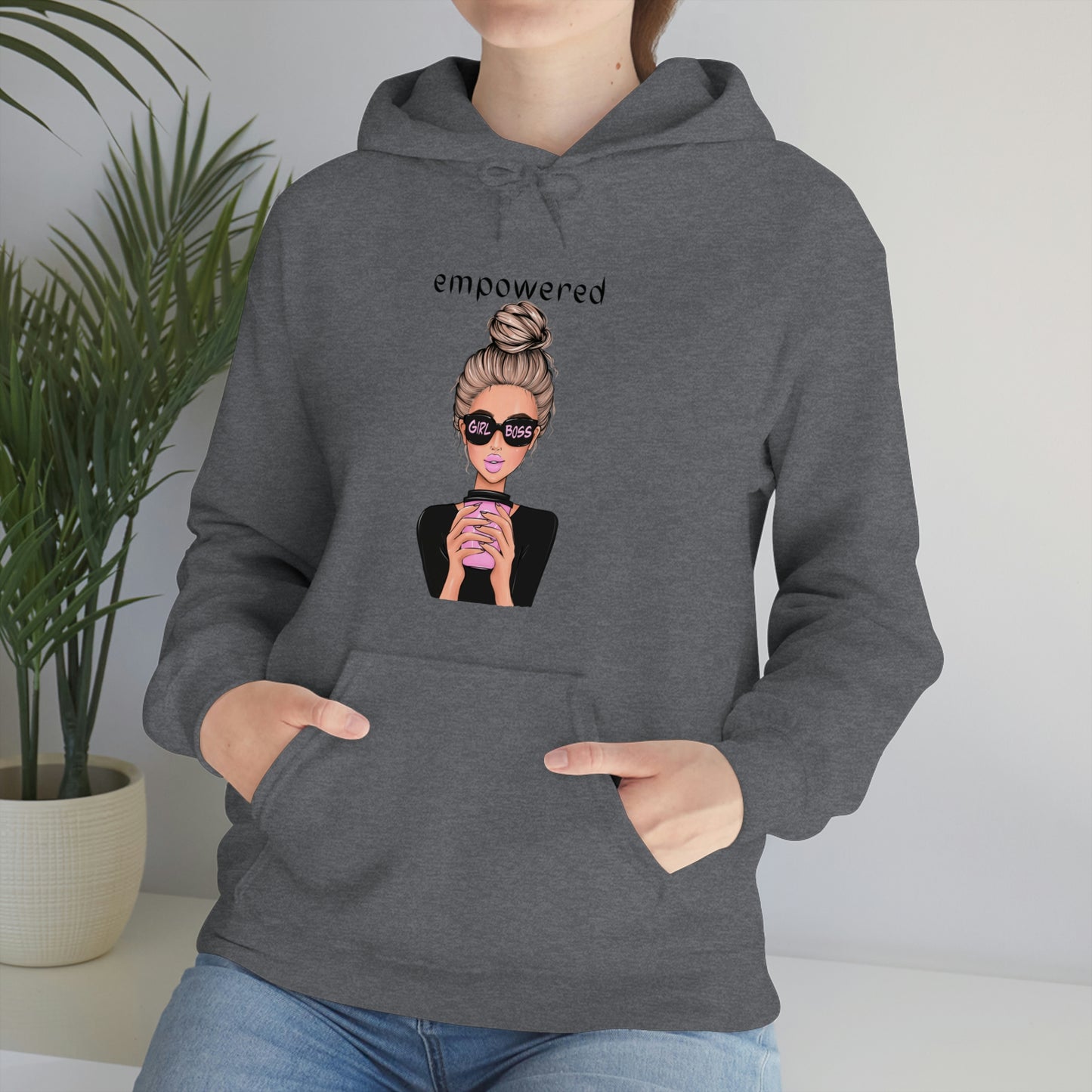 Empowered Girl (Caucasian with blond hair) Boss Hooded Sweatshirt