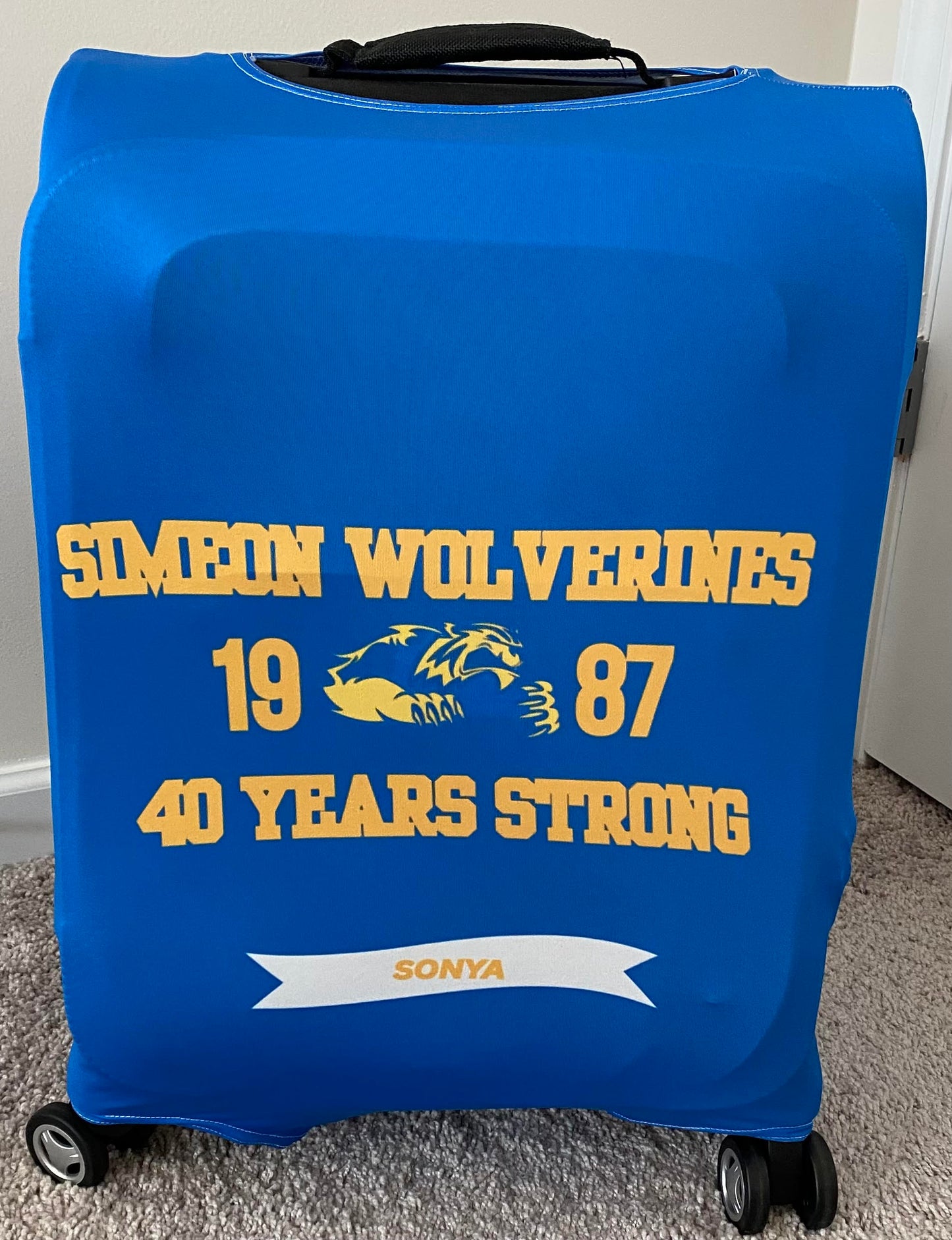 Simeon Wolverines 40th Reunion Luggage Covers – Blue