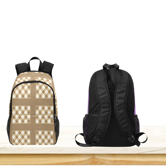 Brown Argyle Squares Custom-Designed Backpack