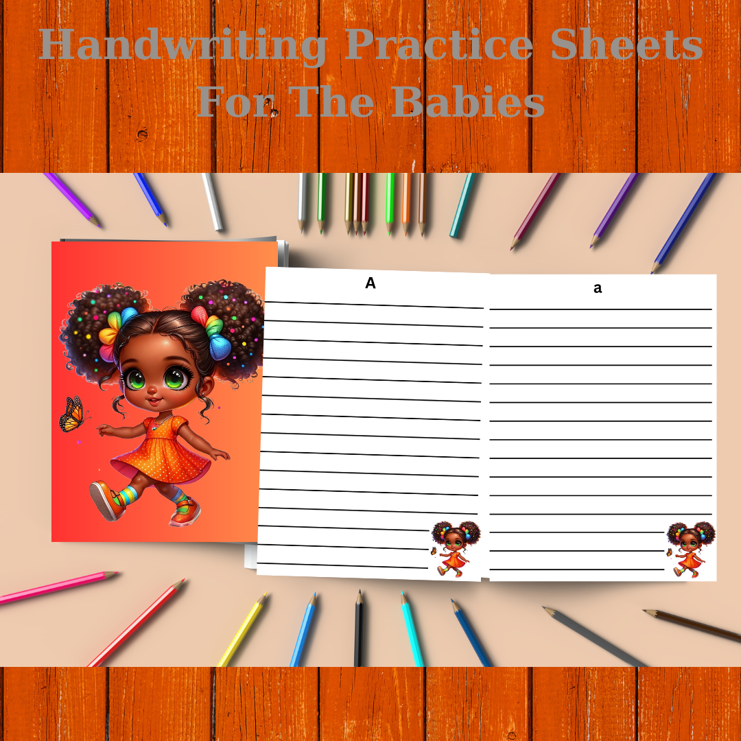 My First Letters: Handwriting Practice Sheets (Cutie Chibi Girl In Orange)