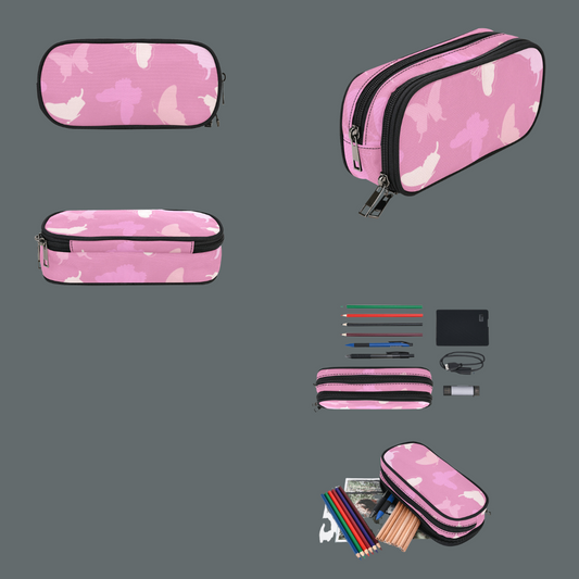 Pink Butterflies Custom-Designed Pencil Bag