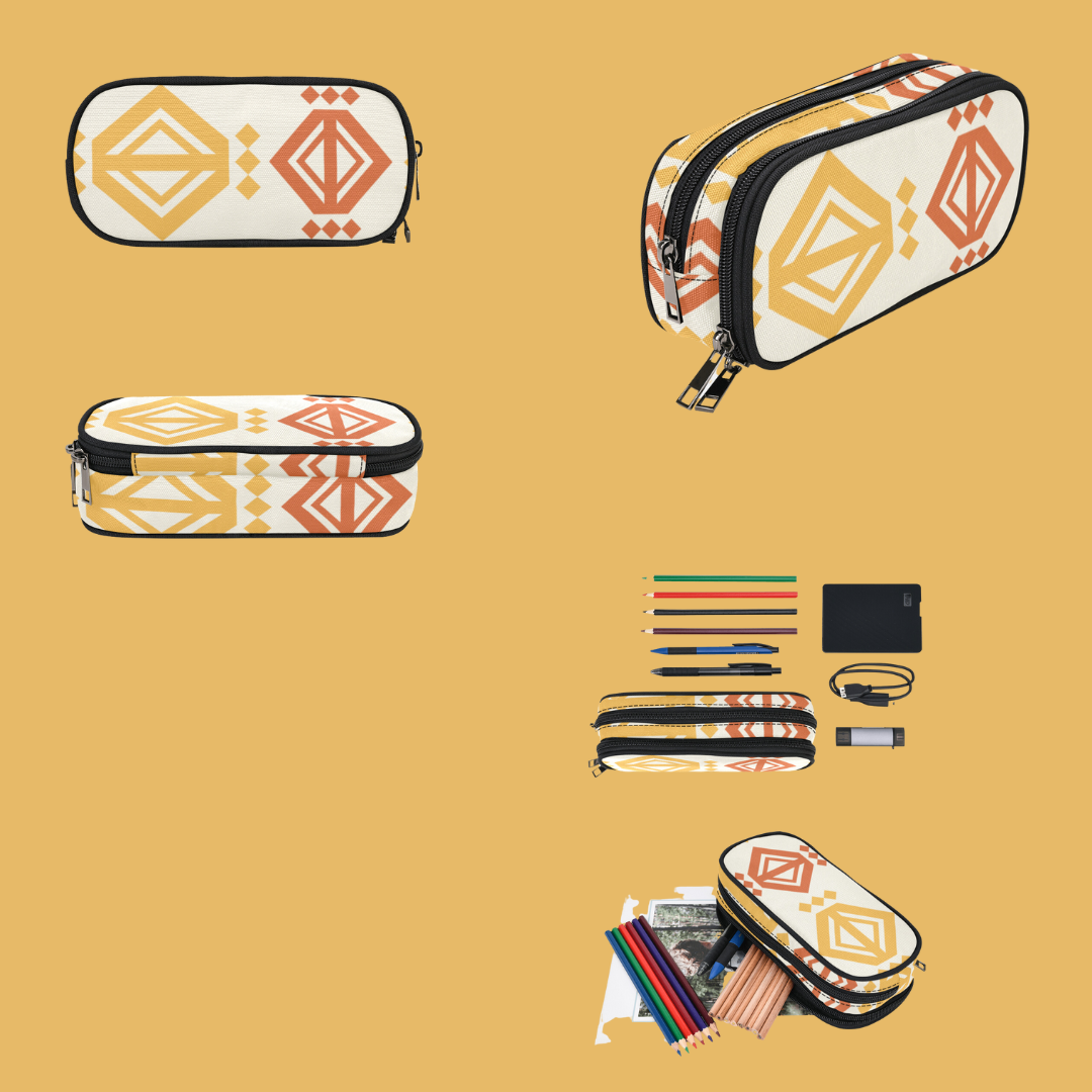 Southwest Vibes (Beige, Gray, Mustard Yellow) Custom-Designed Pencil Bag