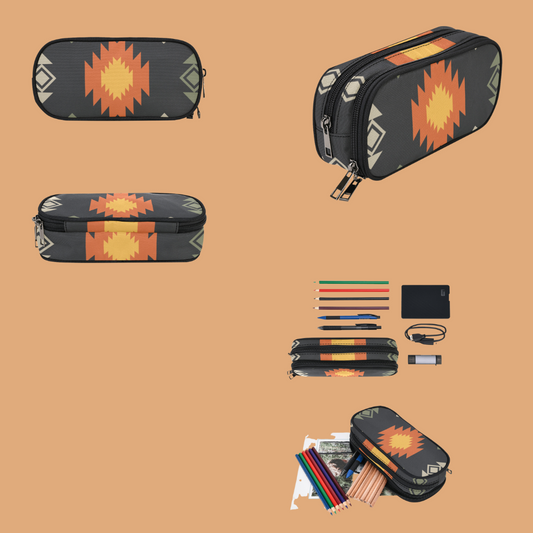 Southwest Vibes (Black, Orange, Gold) Custom-Designed Pencil Bag