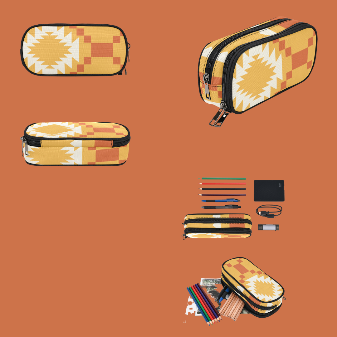 Southwest Vibes (Gold, White, and Burnt Orange) Custom-Designed Pencil Bag