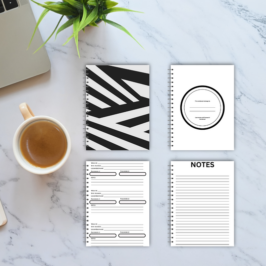 Username and Password Notebook (Black and White Cover 1)