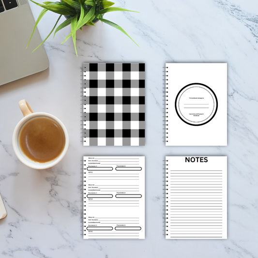 Username and Password Notebook (Black and White Cover 3)