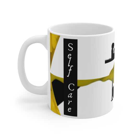 Self-Care (Yellow and Black) Ceramic Mugs (11oz / 15oz)