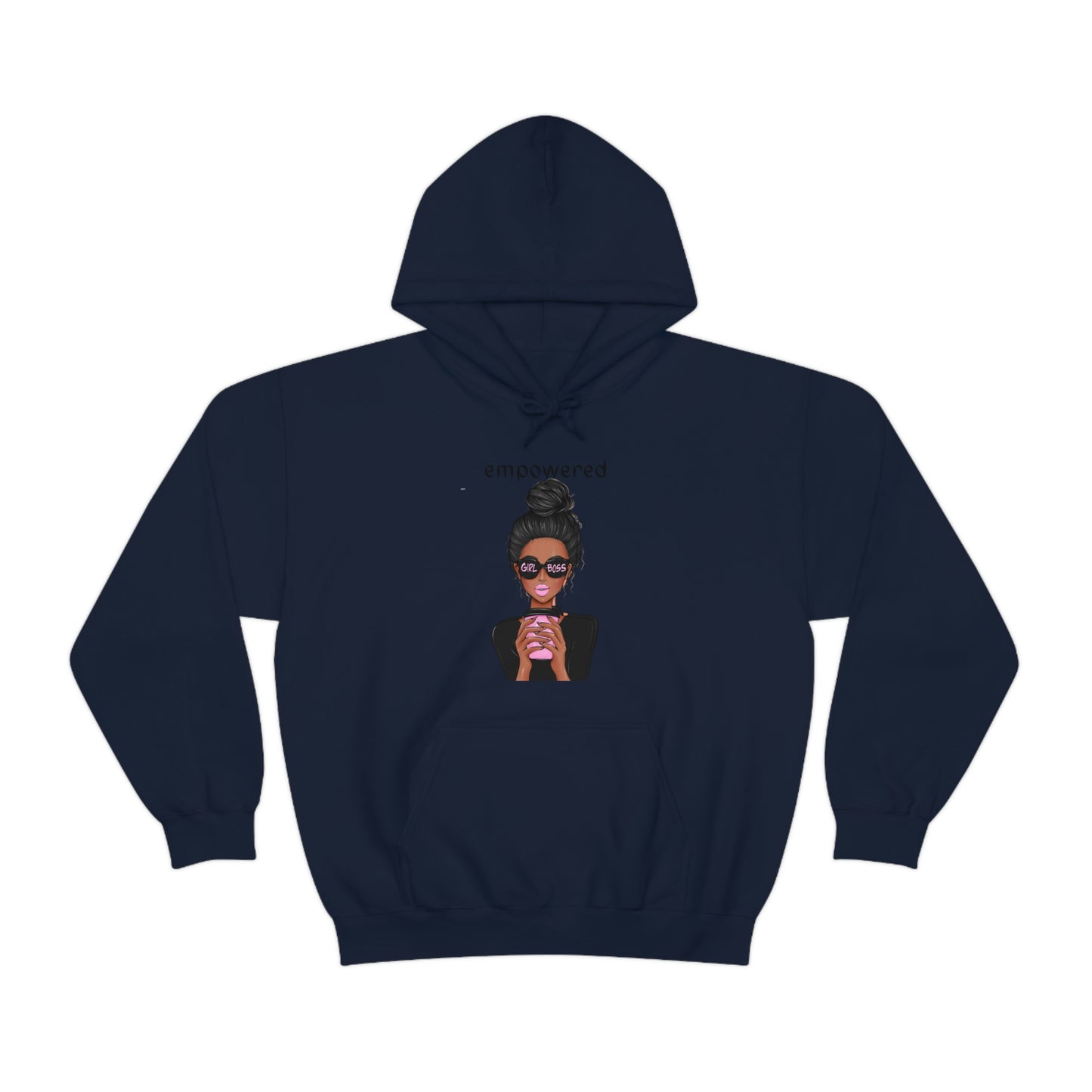 Empowered Girl (African American with black hair) Boss Hooded Sweatshirt