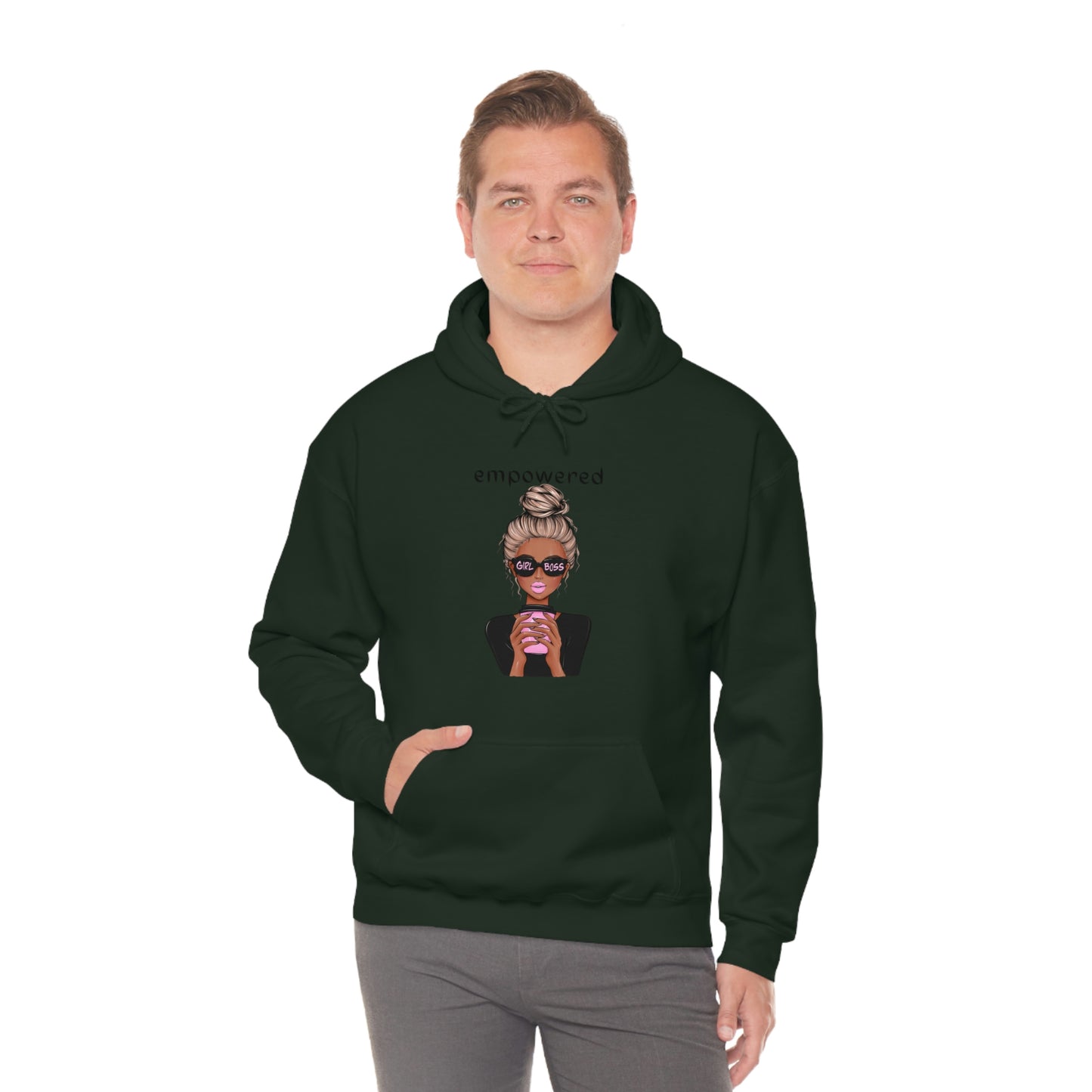 Empowered Girl (African American with blond hair) Boss Hooded Sweatshirt